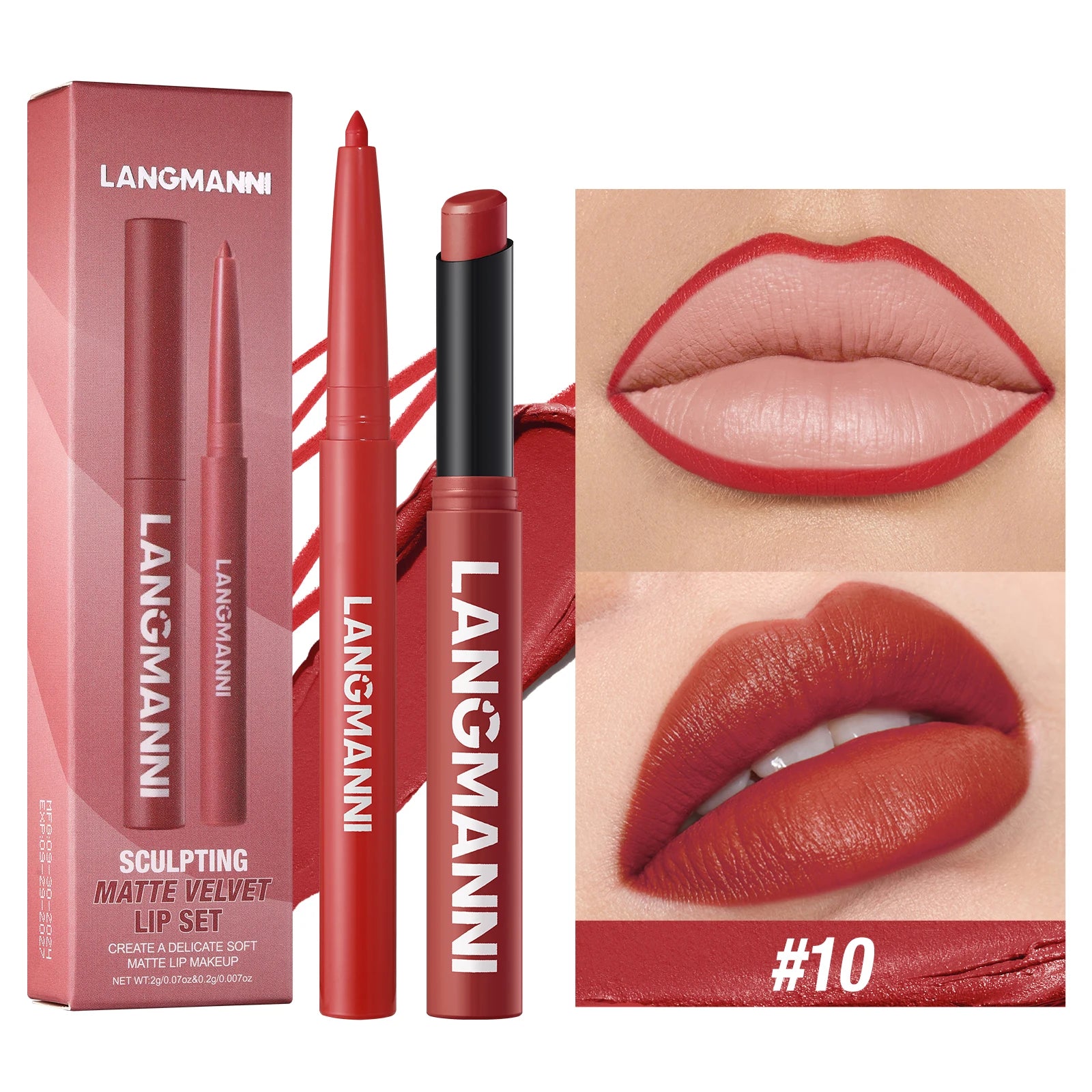 Waterproof Lip Liner & Lipstick Duo – Smudge-Proof Set