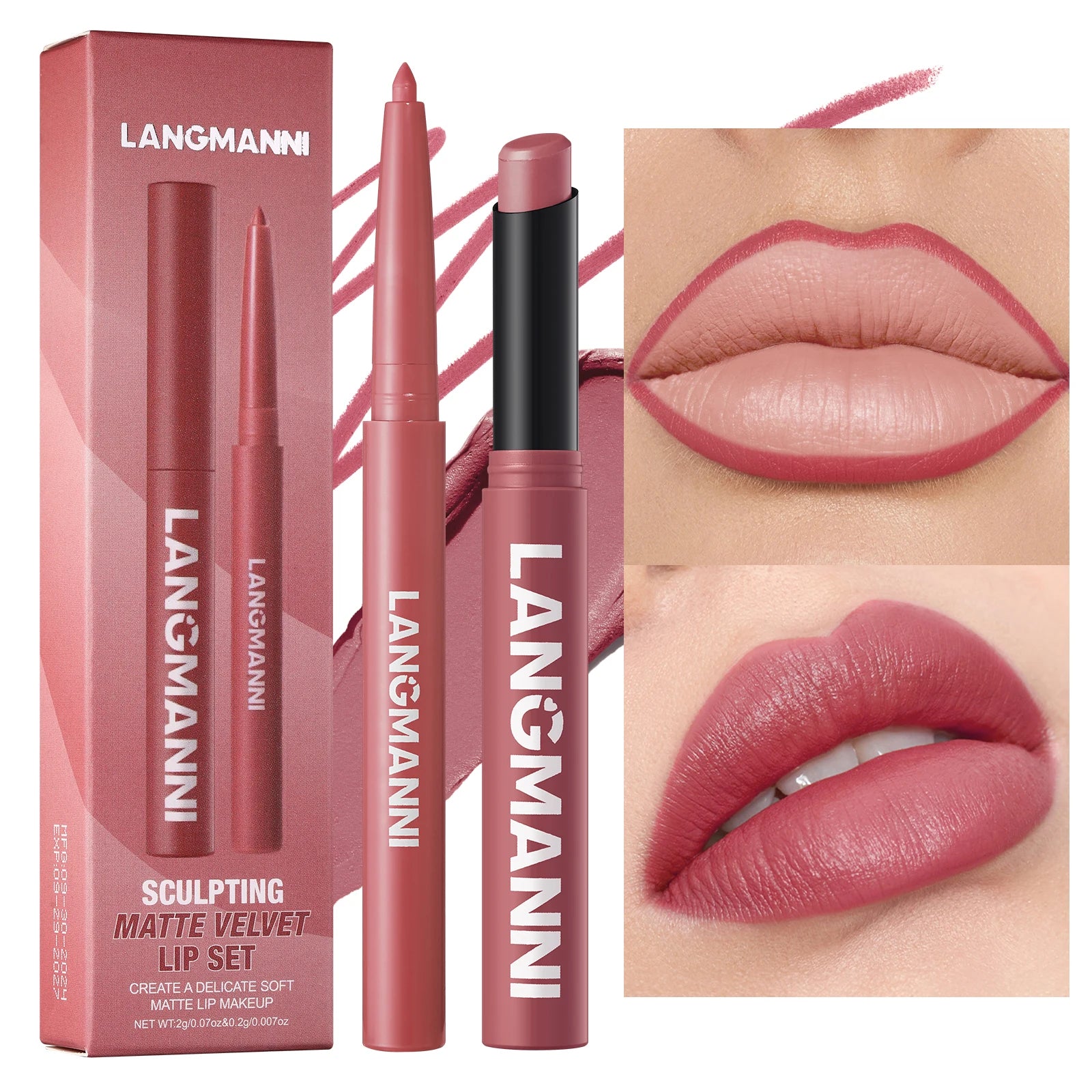 Waterproof Lip Liner & Lipstick Duo – Smudge-Proof Set