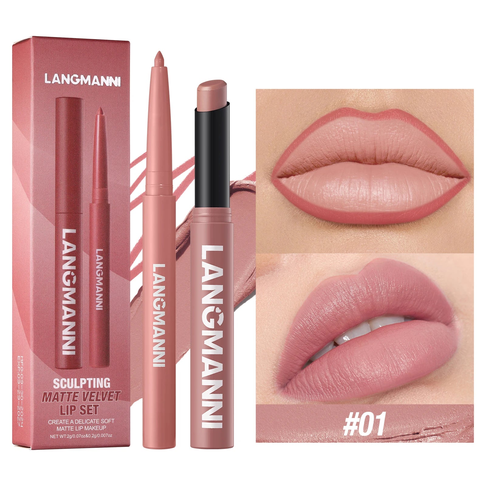 Waterproof Lip Liner & Lipstick Duo – Smudge-Proof Set