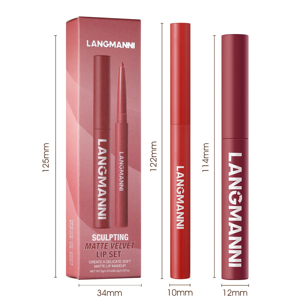 Waterproof Lip Liner & Lipstick Duo – Smudge-Proof Set
