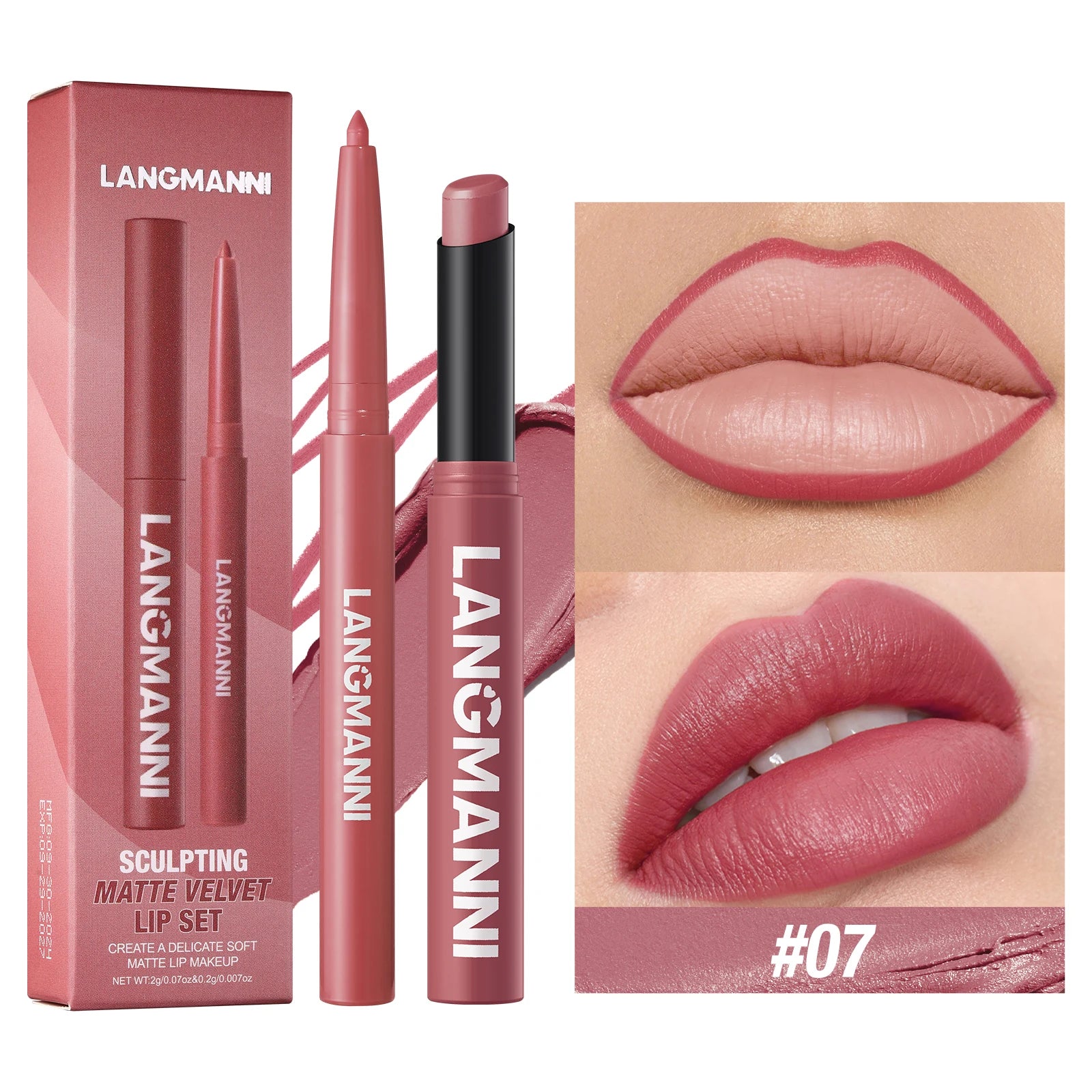Waterproof Lip Liner & Lipstick Duo – Smudge-Proof Set