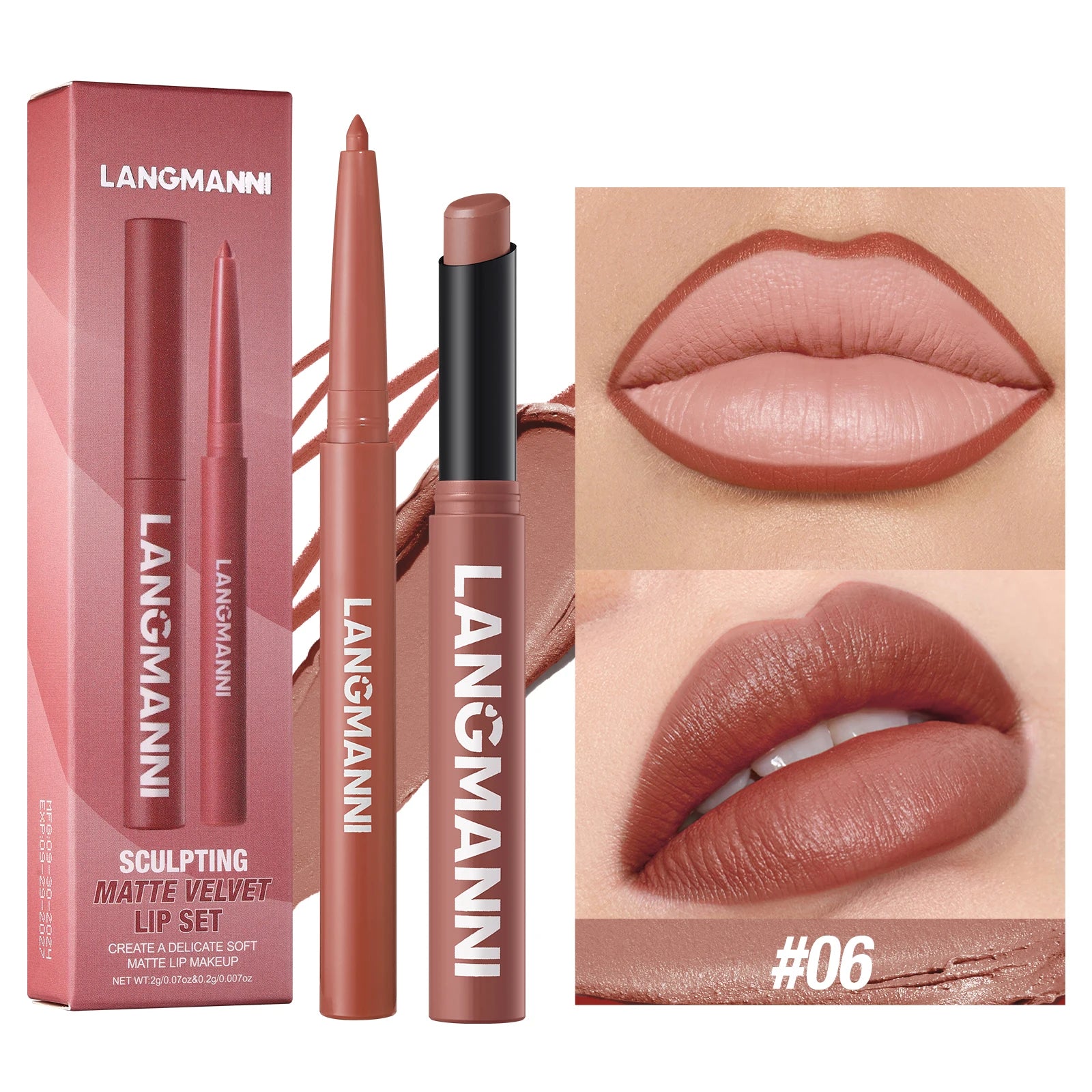 Waterproof Lip Liner & Lipstick Duo – Smudge-Proof Set