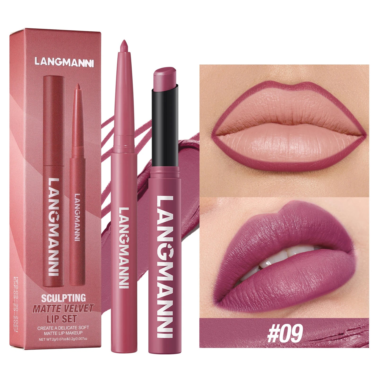 Waterproof Lip Liner & Lipstick Duo – Smudge-Proof Set