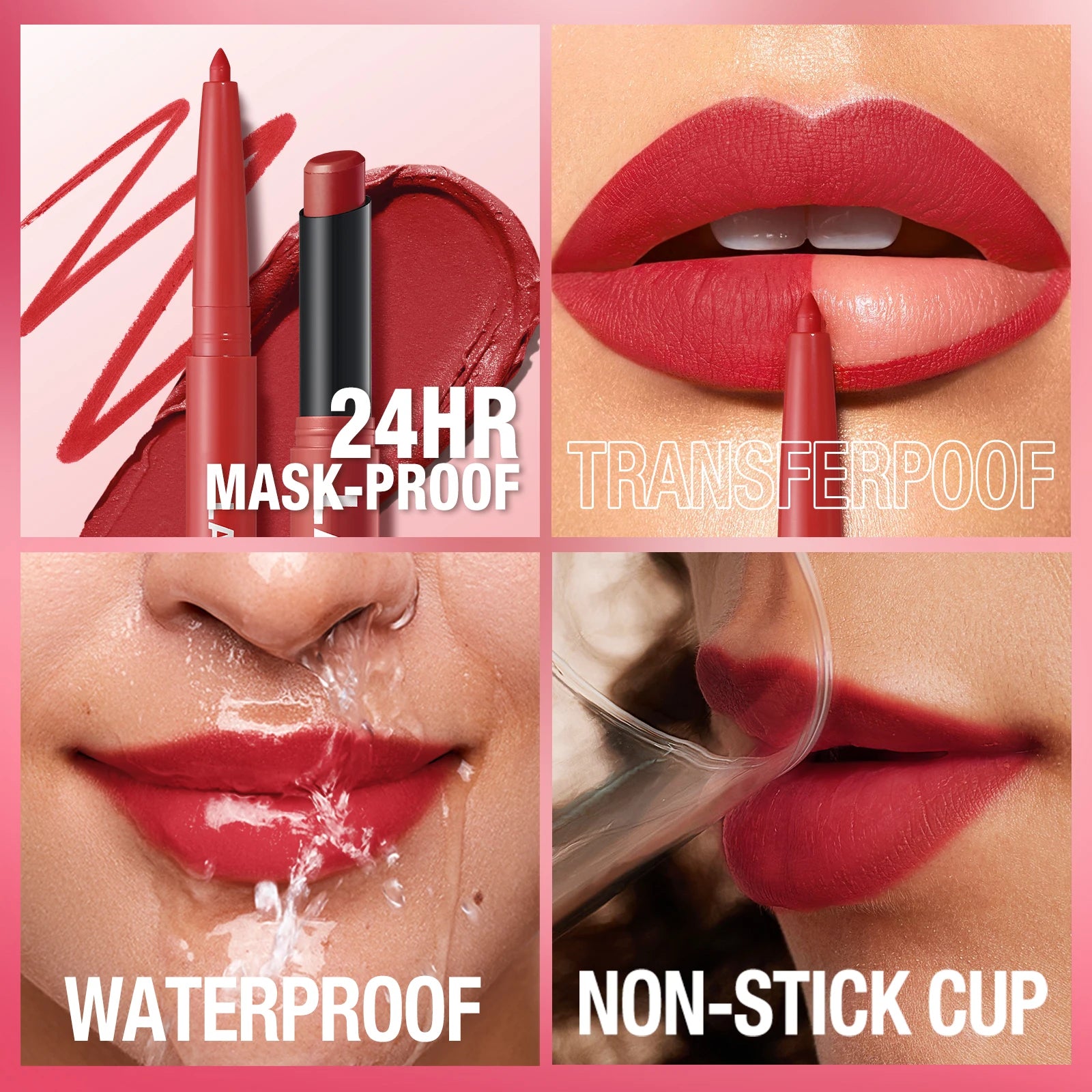 Waterproof Lip Liner & Lipstick Duo – Smudge-Proof Set