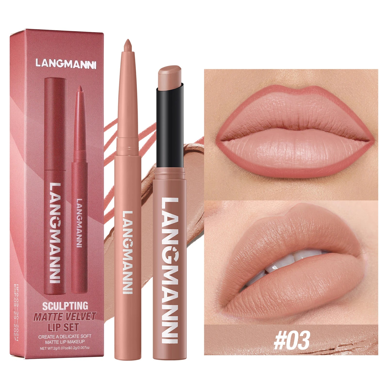 Waterproof Lip Liner & Lipstick Duo – Smudge-Proof Set