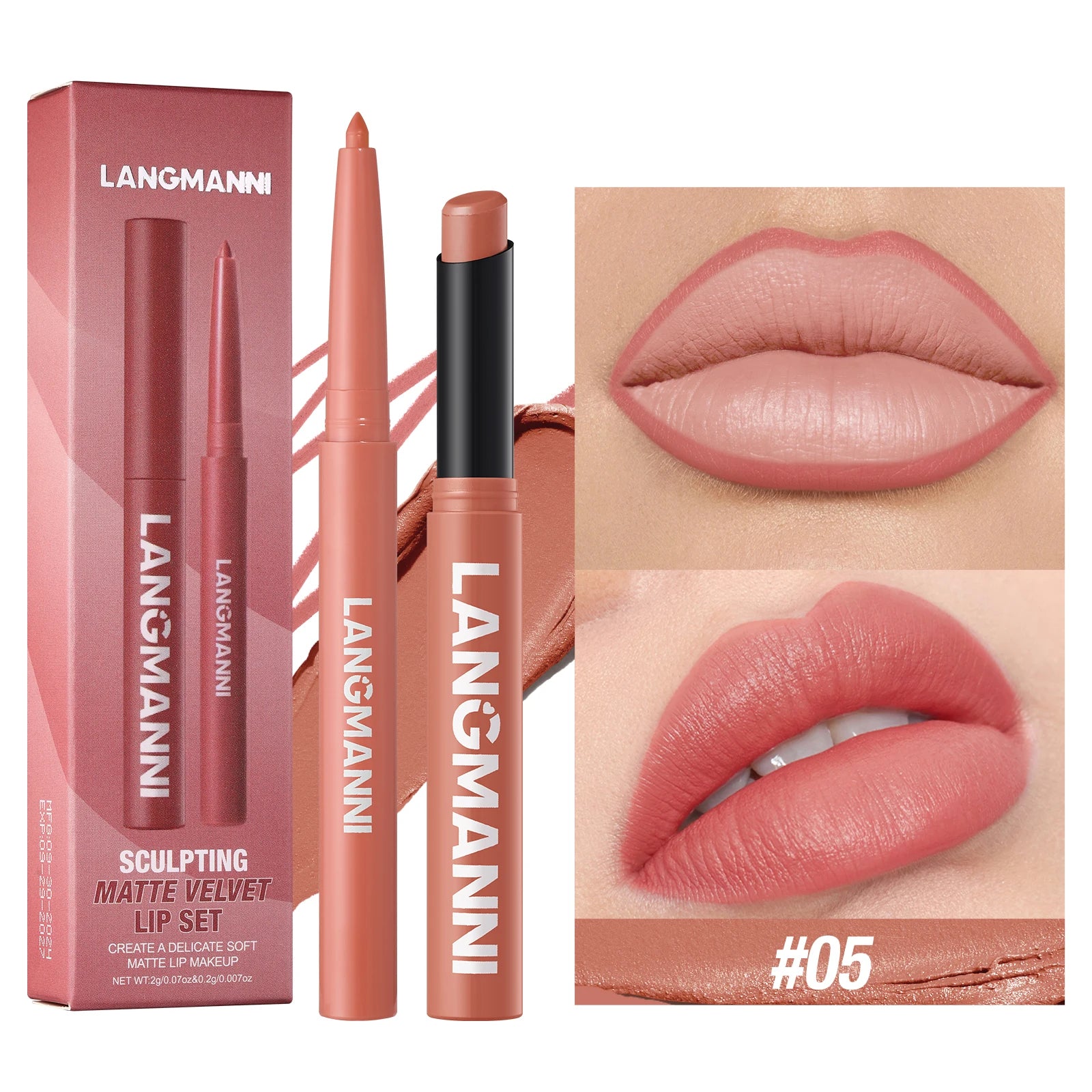 Waterproof Lip Liner & Lipstick Duo – Smudge-Proof Set